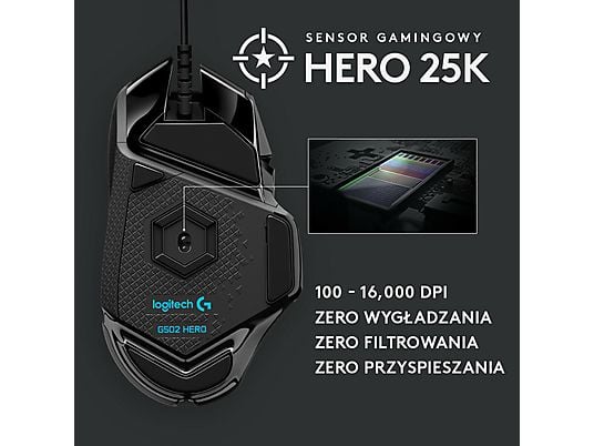 Mysz przewodowa LOGITECH G502 Hero 910-005470