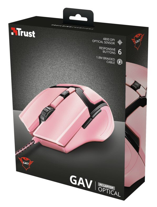 Mysz przewodowa TRUST GXT 101P Gav Różowy 23093