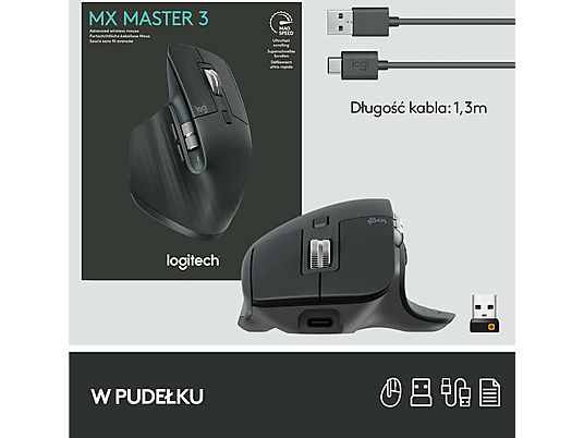 Mysz bezprzewodowa LOGITECH MX Master 3 Grafitowy 910-005694
