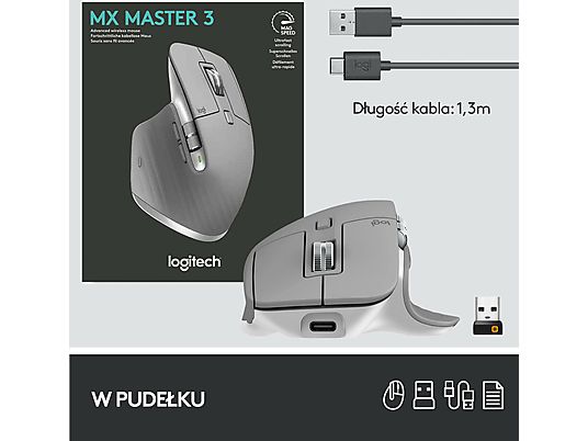 Mysz bezprzewodowa LOGITECH MX Master 3 Szary 910-005695