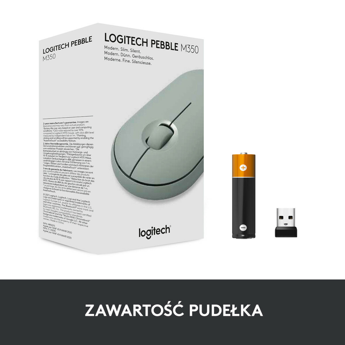 Mysz bezprzewodowa LOGITECH Pebble M350 Eukaliptusowy 910-005720