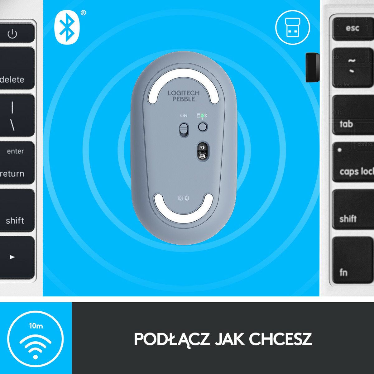 Mysz bezprzewodowa LOGITECH Pebble M350 Jasnoniebieski 910-005719