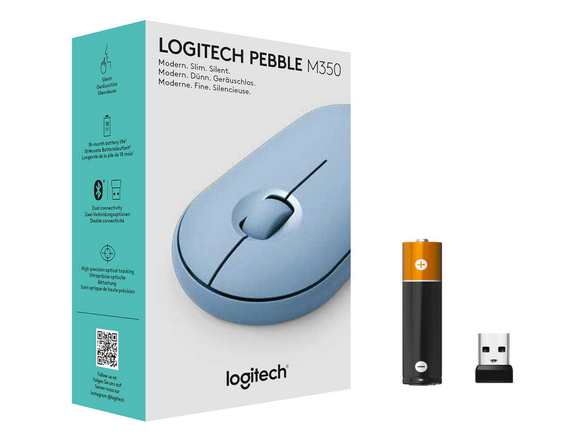 Mysz bezprzewodowa LOGITECH Pebble M350 Jasnoniebieski 910-005719