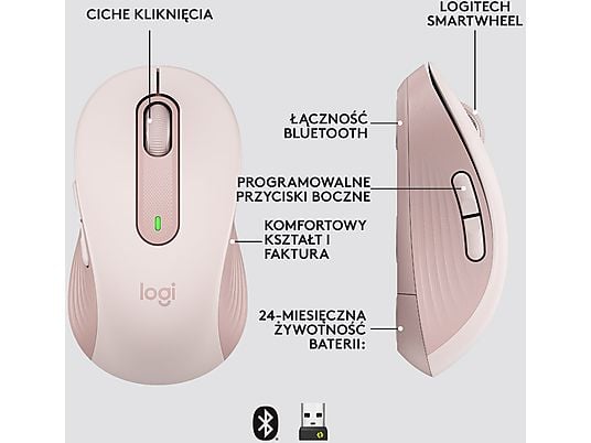 Mysz bezprzewodowa LOGITECH Signature M650 L (Duży) Różowy 910-006237