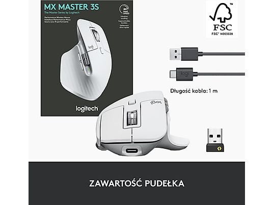 Mysz bezprzewodowa LOGITECH MX Master 3S Jasnoszary 910-006560