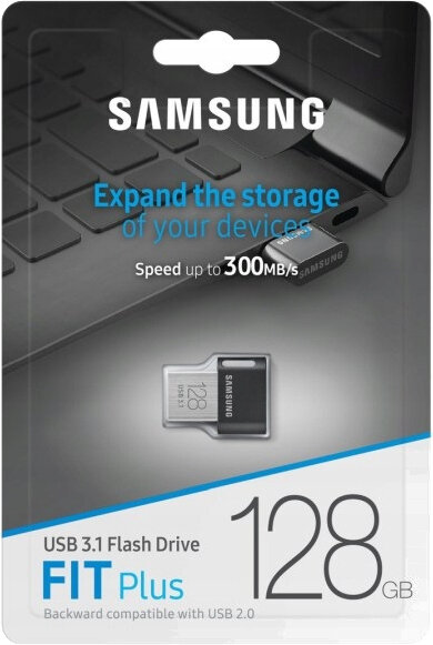 Karta SD Samsung 128GB Pro Plus w opakowaniu, z tekstem i logo.
