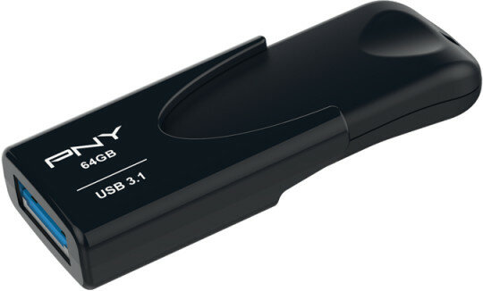 Czarny pendrive PNY z logo PNY i etykietą USB 3.1.