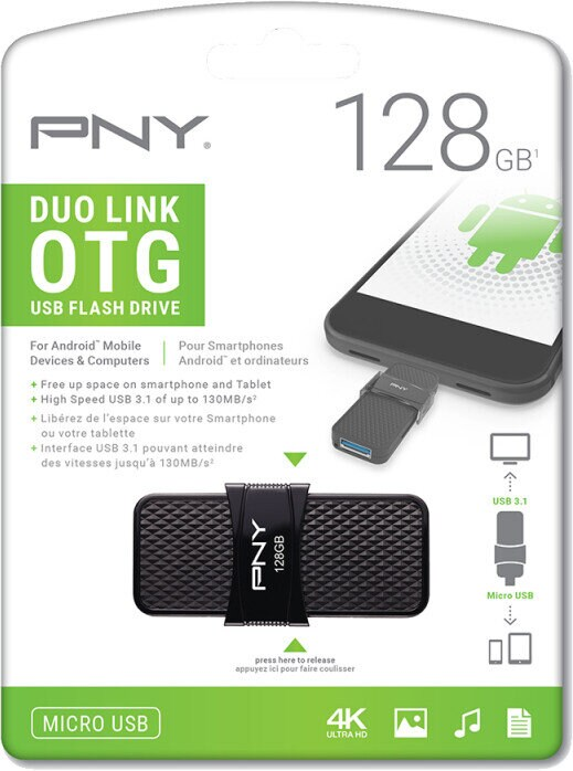 Pamięć USB PNY Duo Link OTG Micro USB 3.0 128GB Czarny