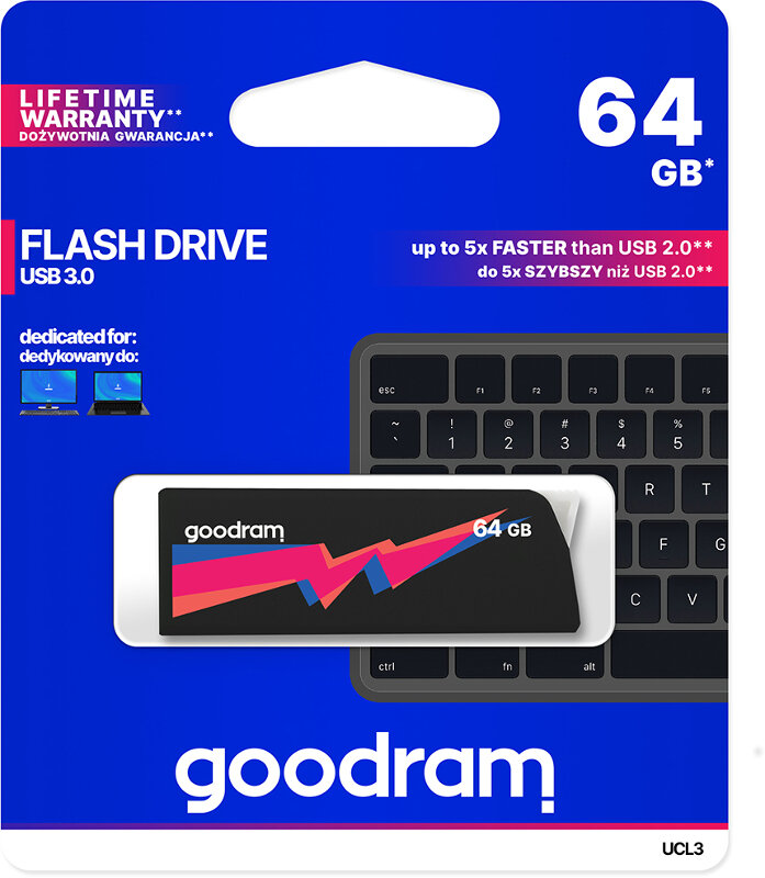 Pamięć USB GOODRAM UCL3 USB 3.0 64GB Czarny UCL3-0640K0R11