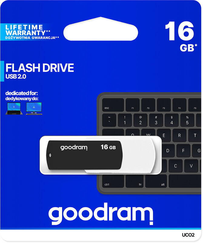 Pamięć USB GOODRAM UCO2 USB 2.0 16GB Czarno-biały UCO2-0160KWR11