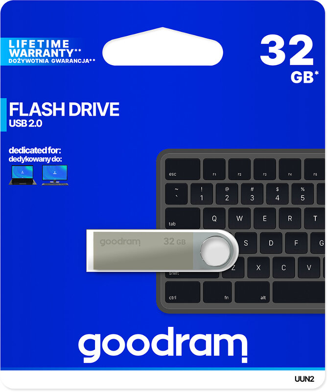 Pamięć USB GOODRAM UUN2 USB 2.0 32GB Srebrny UUN2-0320S0R11