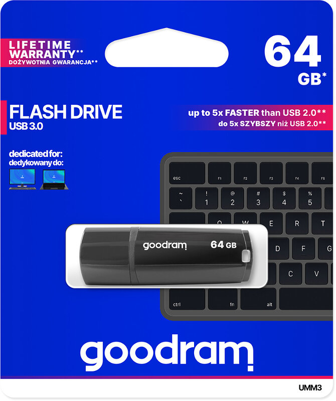Pamięć USB GOODRAM UMM3 USB 3.0 64MB Czarny UMM3-0640K0R11