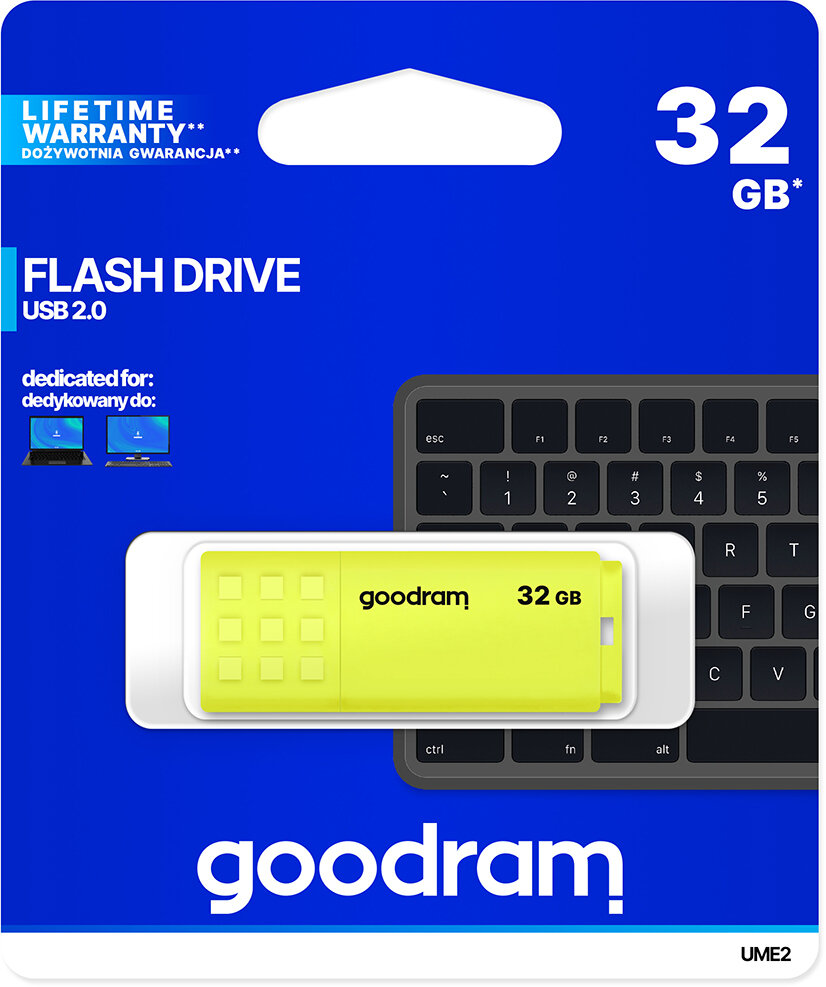 Pamięć USB GOODRAM UME2 USB 2.0 32GB Żółty UME2-0320Y0R11