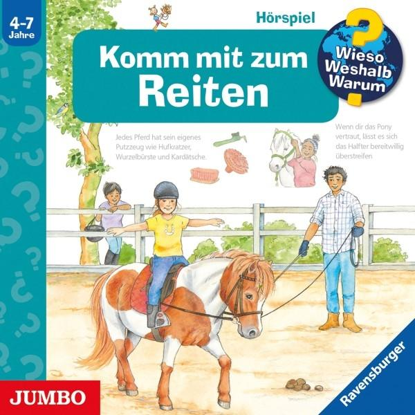 Buchcover mit einem Kind, das ein Pony reitet. Text auf Deutsch. Weitere Personen sind anwesend.