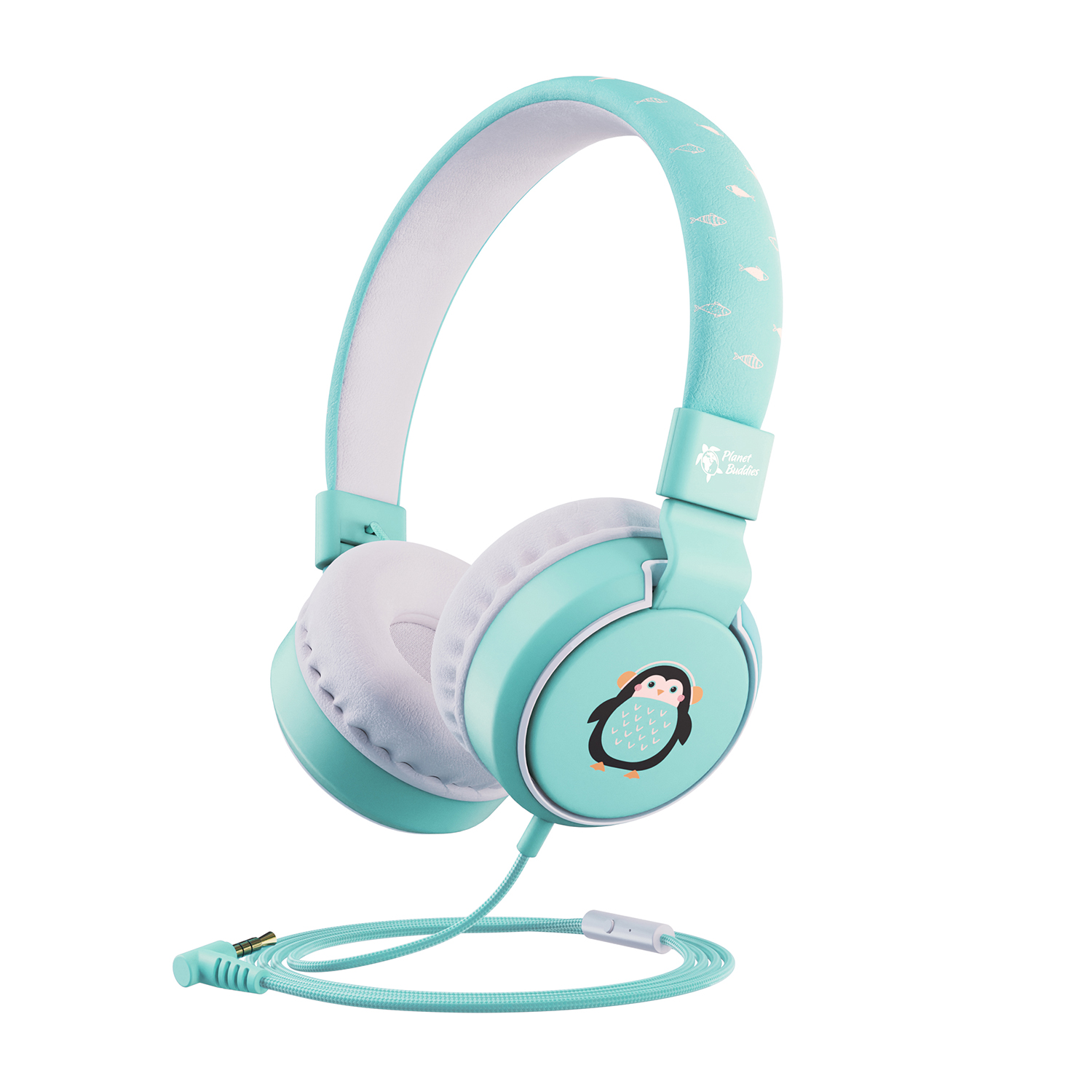 Urbanista Planet Buddies Cuffie Cuffie, Wired - Pepper the Penguin- Light Blue/Azzurro