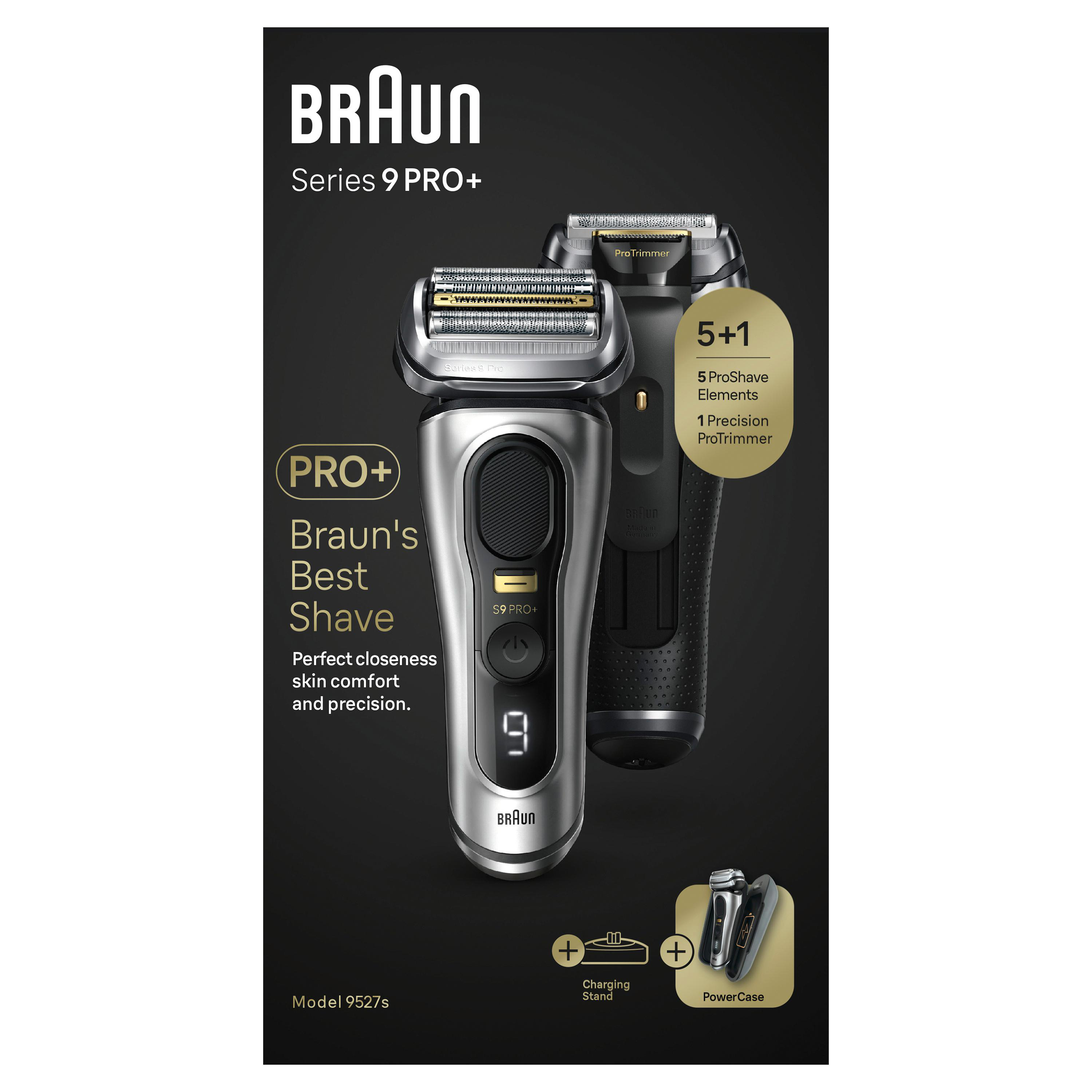 BRAUN Series 9 - 9527s Elektrischer Herrenrasierer (Akkubetrieb, Silver, Trocken- und Nassrasur)
