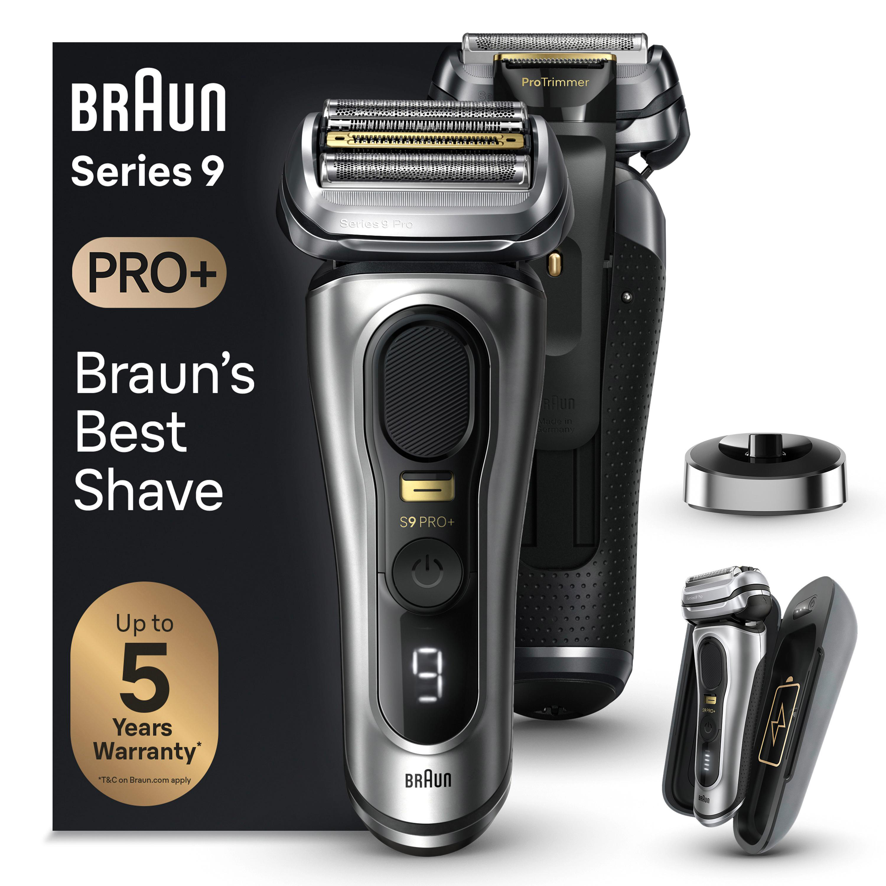BRAUN Series 9 - 9527s Elektrischer Herrenrasierer (Akkubetrieb, Silver, Trocken- und Nassrasur)