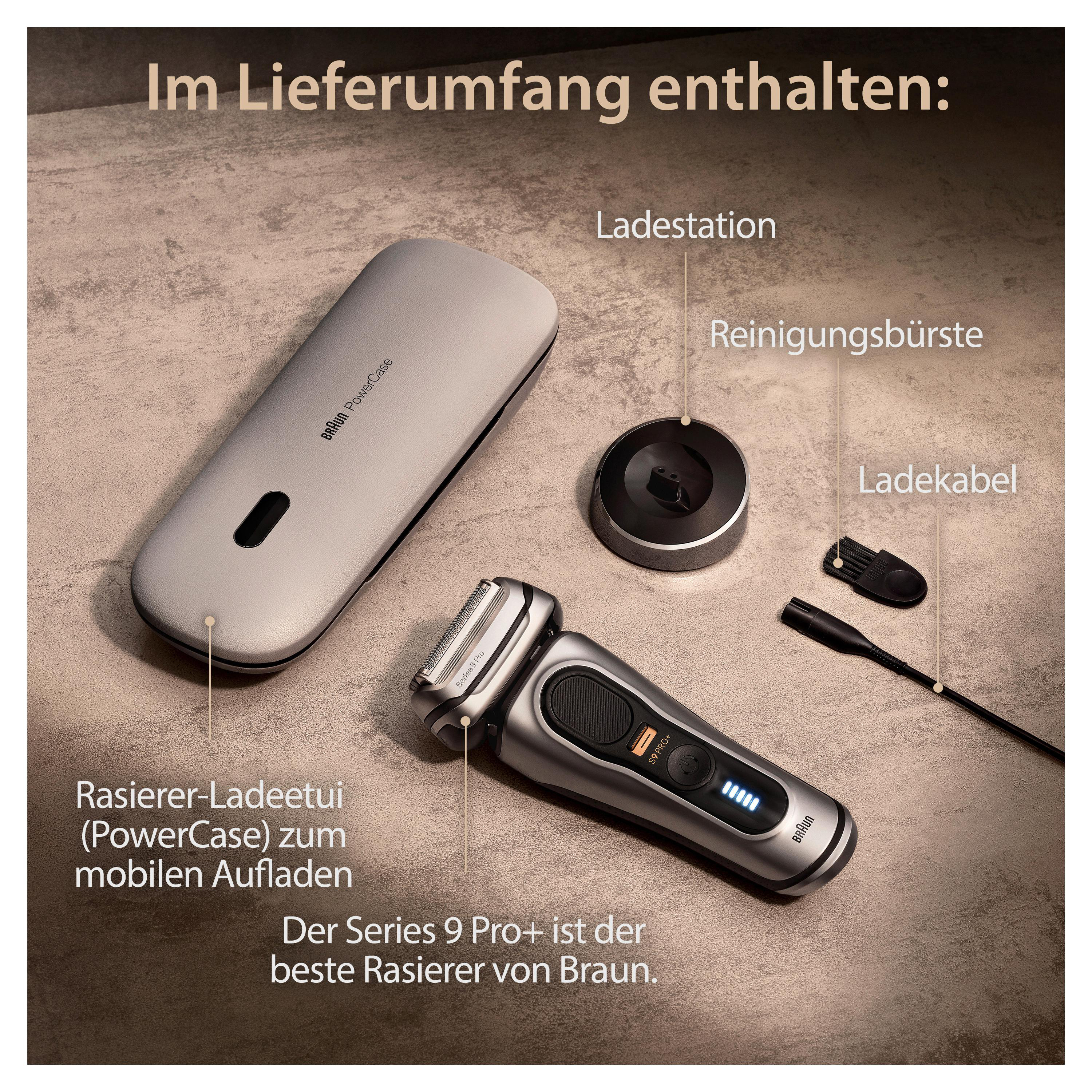 BRAUN Series 9 - 9527s Elektrischer Herrenrasierer (Akkubetrieb, Silver, Trocken- und Nassrasur)
