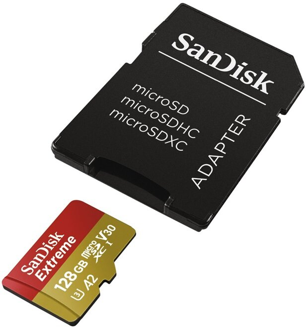 Karta pamięci SANDISK microSDXC Extreme 128GB 160MB/s C10 U3 V30 A2 + adapter (SDSQXA1-128G-GN6AA)