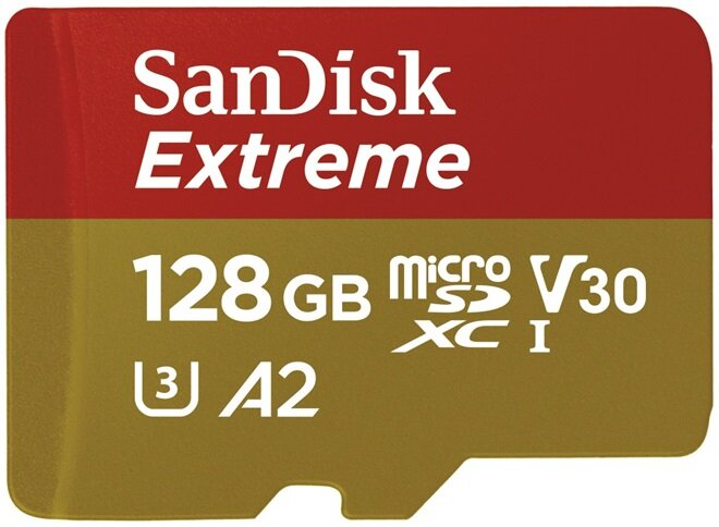 Karta pamięci SANDISK microSDXC Extreme 128GB 160MB/s C10 U3 V30 A2 + adapter (SDSQXA1-128G-GN6AA)