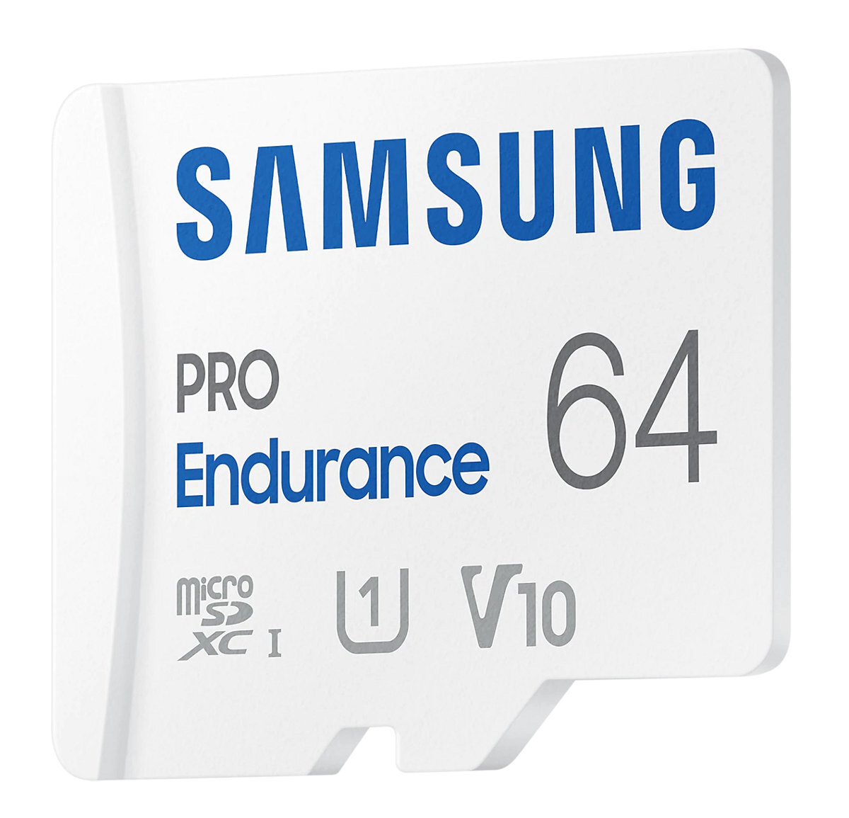 Biała karta MicroSD Samsung 64GB z brandingiem.