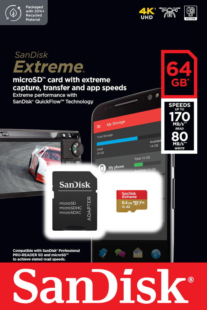Karta pamięci SANDISK Extreme microSDXC 64 GB 170/80 MB/s A2 C10