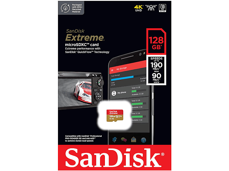 Karta pamięci SANDISK Extreme microSDXC 128GB + Adapter – zdjęcie 3