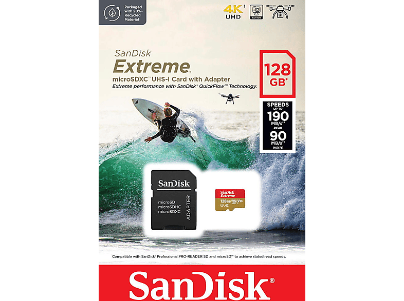 Karta pamięci SANDISK microSDXC Extreme 128GB + Adapter – zdjęcie 3