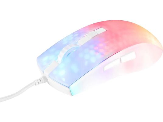 DELTACO ULTRALIGHT RGB SEMI-TRANSPARENT WHITE - , Optique avec diodes laser, 6200 dpi, 