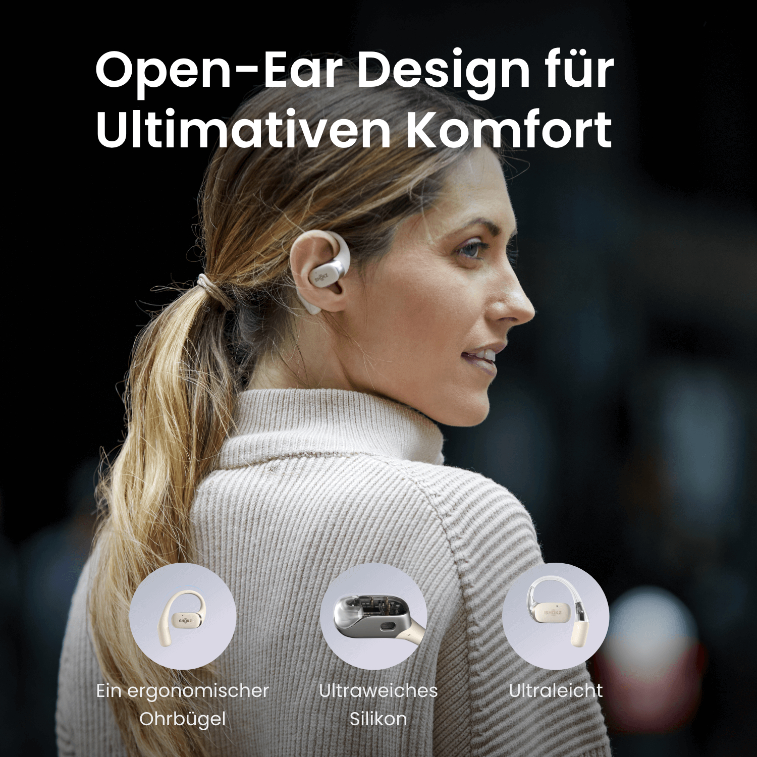 SHOKZ OpenFit, In-ear Kopfhörer Bluetooth Beige