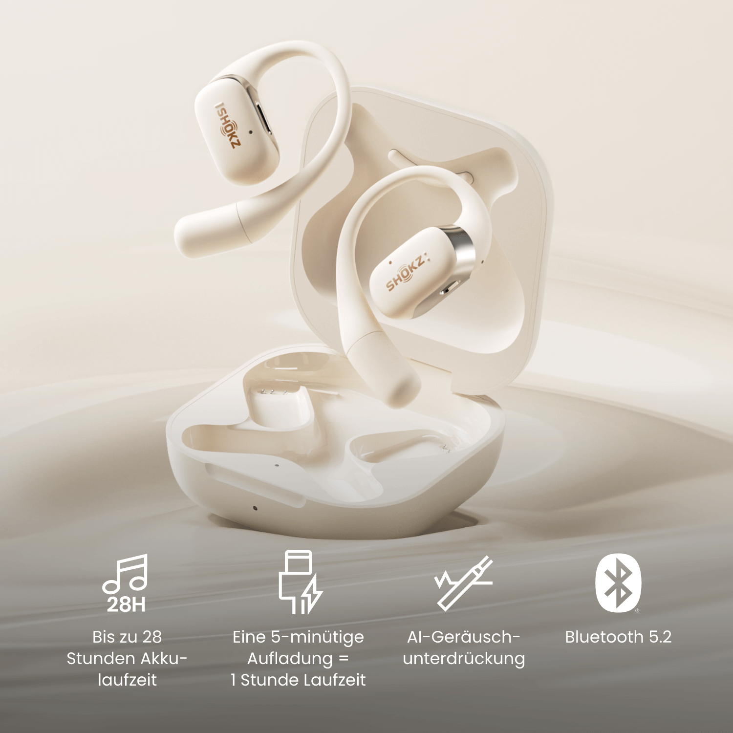 In-ear SHOKZ Kopfhörer OpenFit, Beige Bluetooth