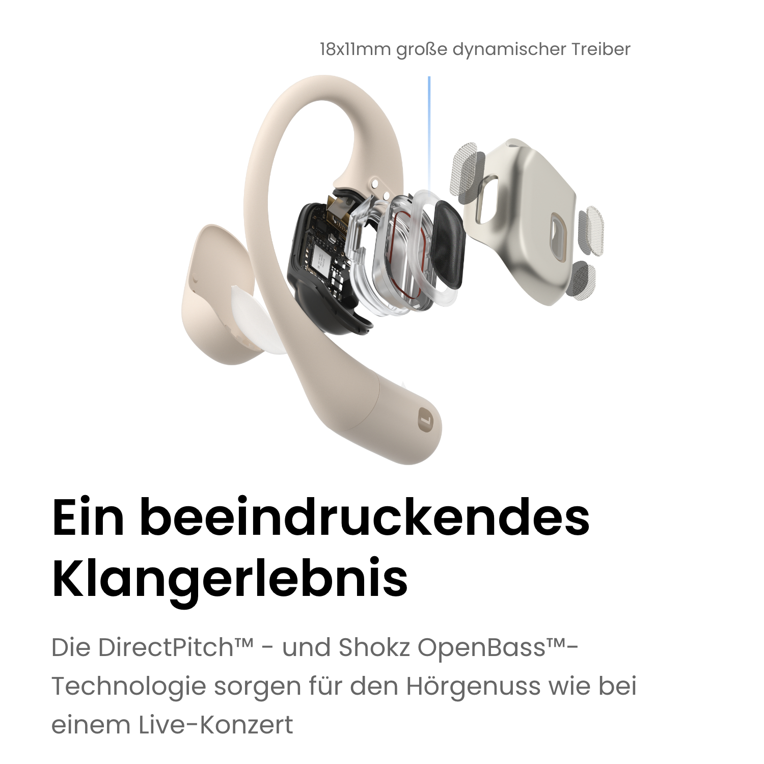 In-ear SHOKZ Kopfhörer OpenFit, Beige Bluetooth