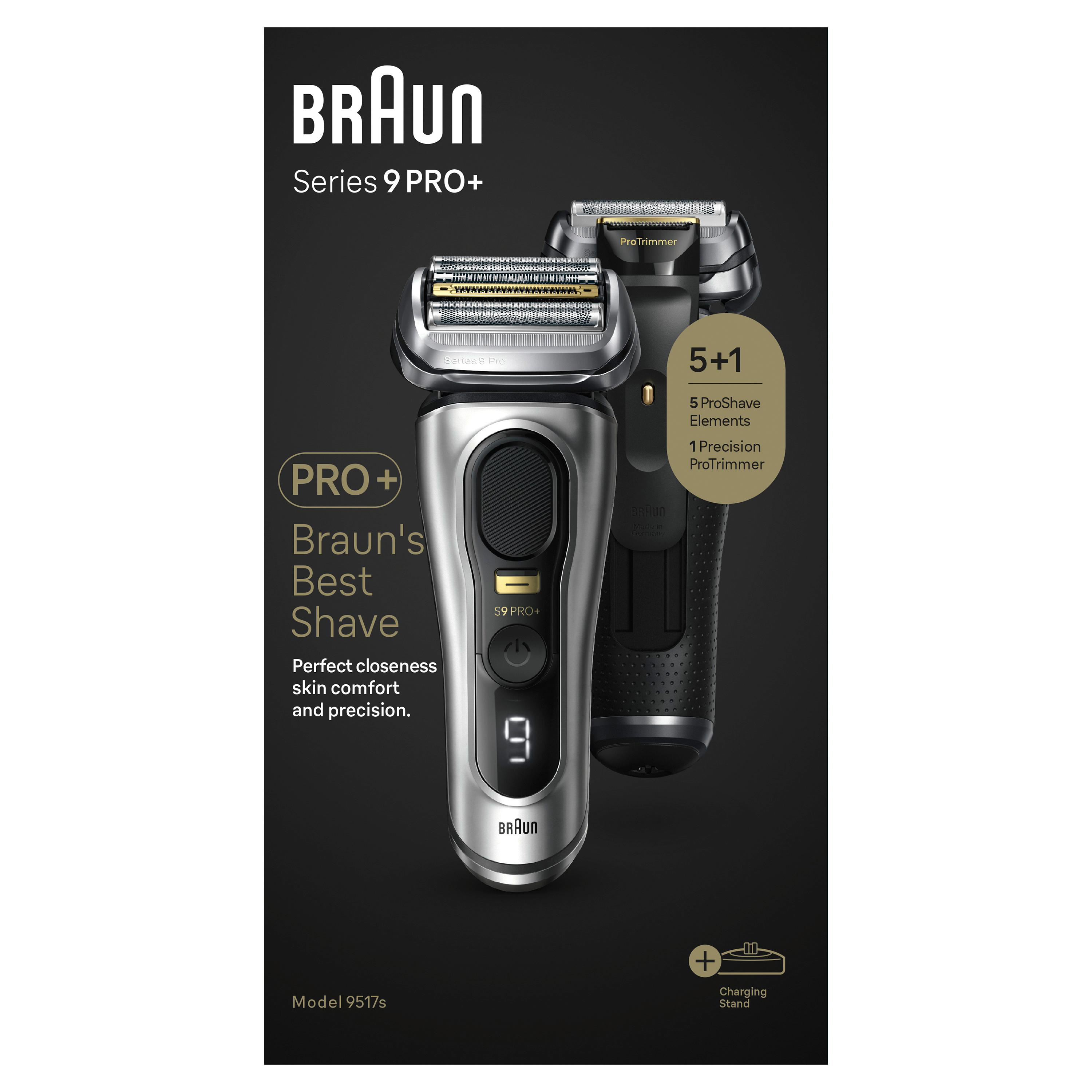 BRAUN Series 9 - 9517s Elektrischer Herrenrasierer (Akkubetrieb, Silber, Trocken- und Nassrasur)