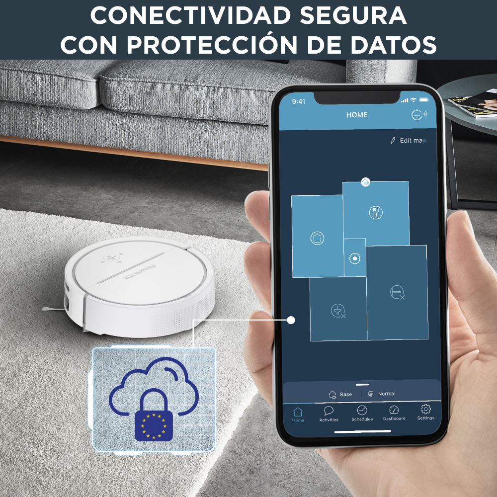Robot aspirador - Rowenta Robot X-Plorer Serie 80  RR7747WH, 1000W, 120 min, Aspira y friega, Navegación inteligente, App, WiFi, Asistente Voz, Blanco