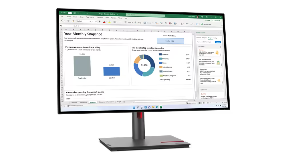 Monitor - Lenovo ThinkVision P27h-30 Profesional, 27 ", QHD 2560x1440, 6 ms, 50 - 60 Hz, Eyesafe® Display, Raven Black