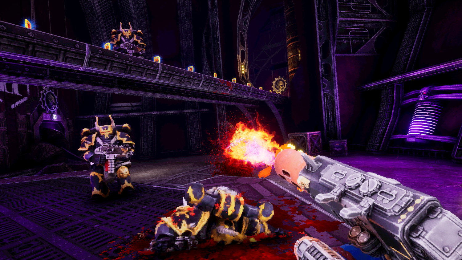 Scene uit een videogame, met personages en explosies.