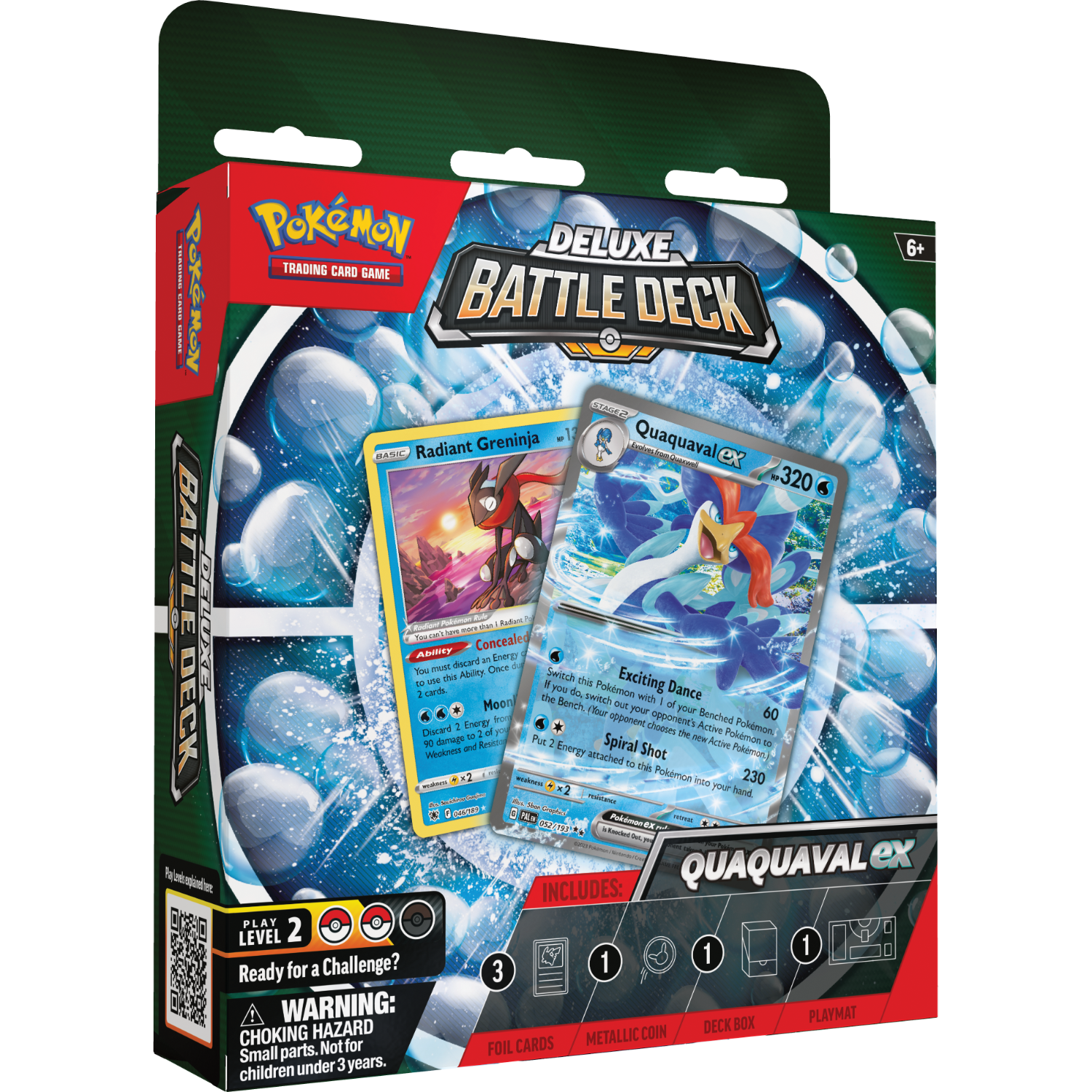 Pokemon Battle Deck doos met twee Pokemon kaarten en accessoires.
