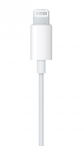 Biały kabel Lightning Apple z białym złączem i białym kablem.