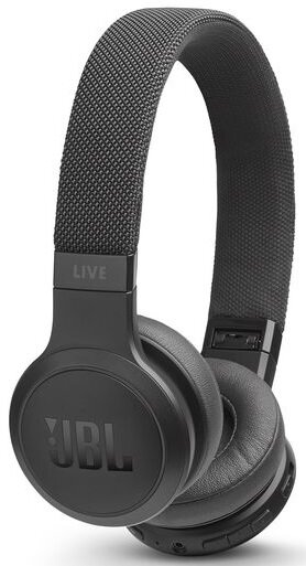 Czarne słuchawki JBL na białym tle.