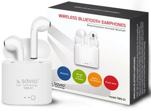 Słuchawki bezprzewodowe SAVIO TWS-01 Biały