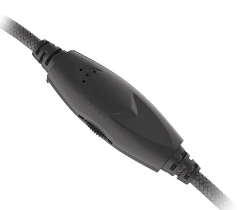 Zbliżenie czarnego kabla z modułem sterującym.