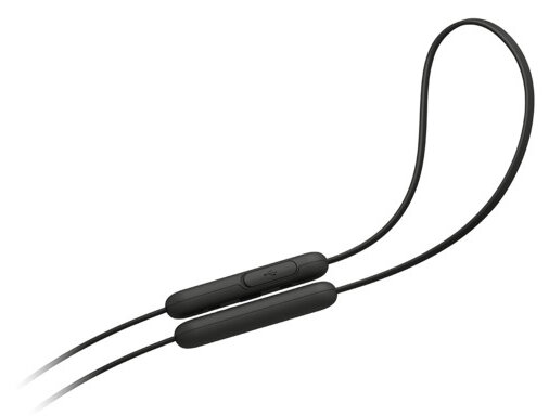Czarny kabel słuchawkowy z wbudowanymi kontrolkami i złączem USB.