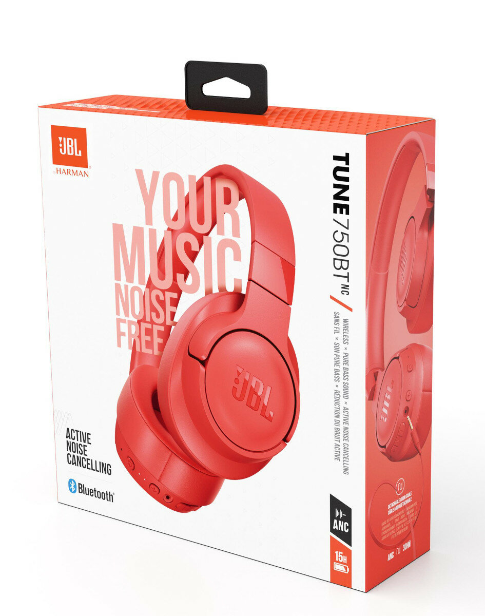 Bezprzewodowe słuchawki nauszne JBL Tune 750 BT NC Koralowy