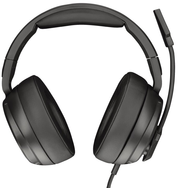 Czarny zestaw słuchawkowy dla graczy z mikrofonem. Posiada duże nauszniki i elastyczny mikrofon.