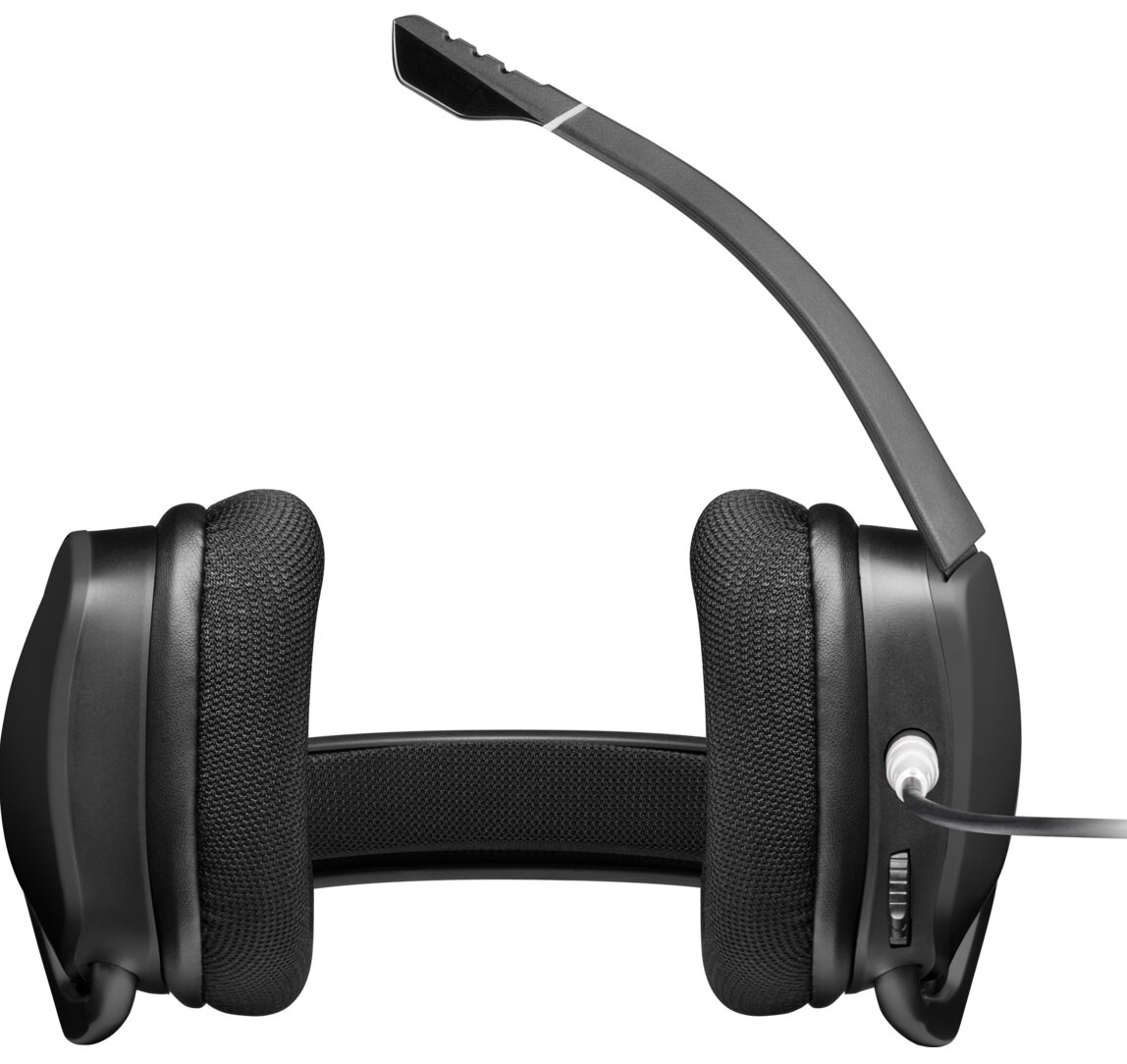 Czarny zestaw słuchawkowy dla graczy z mikrofonem po lewej stronie.