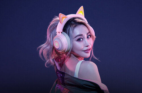 Słuchawki dla graczy RAZER Kraken Kraken Kitty Edition Quartz (RZ04-02980200-R3M1)