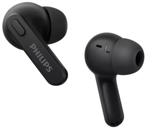Czarne słuchawki Philips z logo Philips.