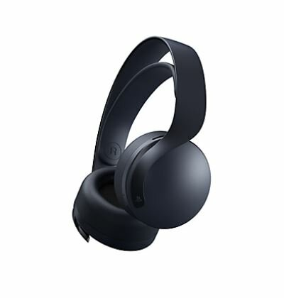 Granatowe słuchawki z okrągłą konstrukcją nausznika. Rama ma zakrzywiony kształt.