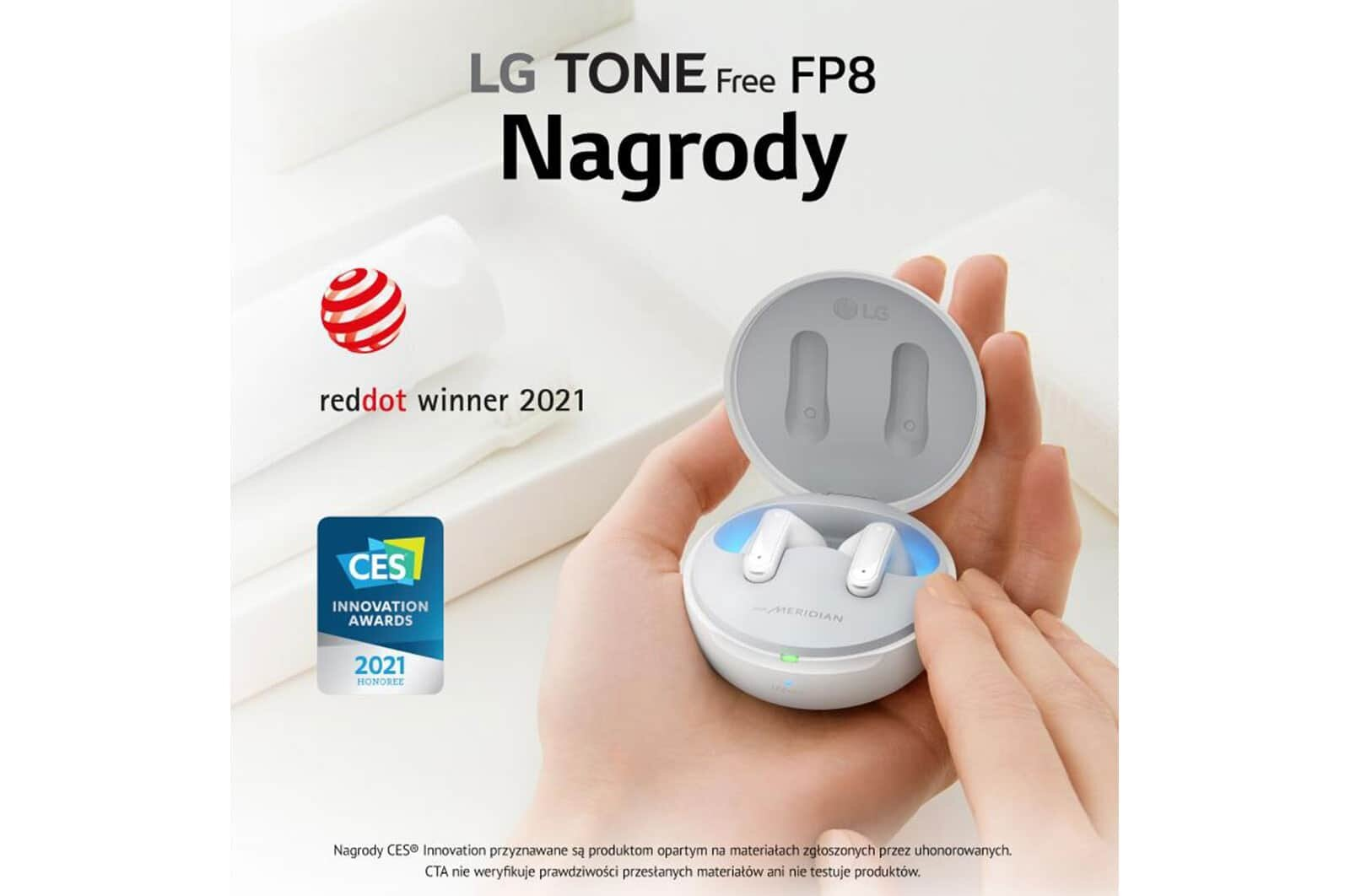 Słuchawki bezprzewodowe LG Tone Free FP8 UVnano Biały