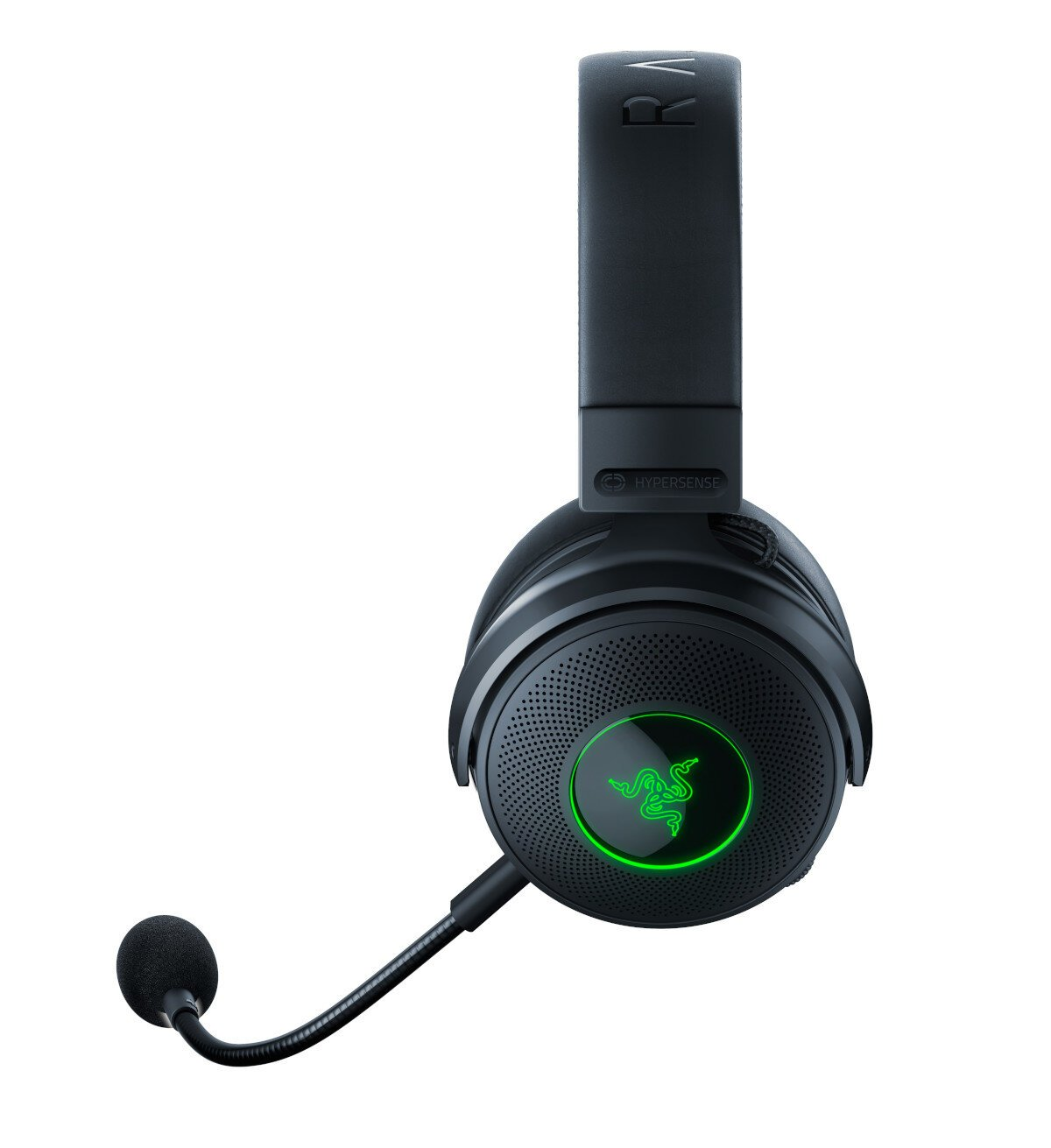 Czarne słuchawki Razer z mikrofonem, z zielonym logo Razer.